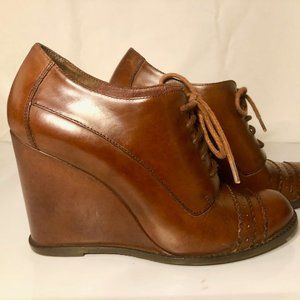 Vince Camuto Miller Brown Leather Oxford Wedge